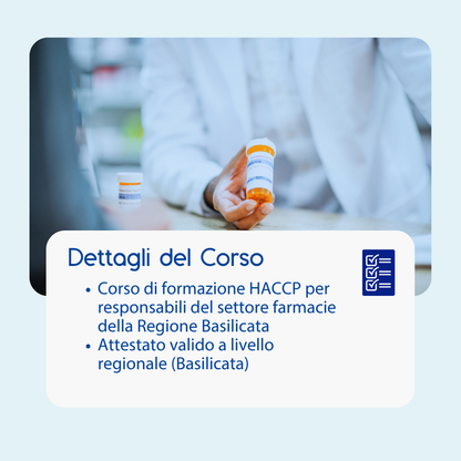Corso formazione HACCP BASILICATA (e-learning) - RESPONSABILI SETTORE ALIMENTARE: FARMACIA- prodotto da Kattedra