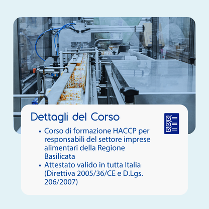 Corso formazione HACCP BASILICATA (e-learning) - RESPONSABILI SETTORE ALIMENTARE: IMPRESE ALIMENTARI - prodotto da Kattedra