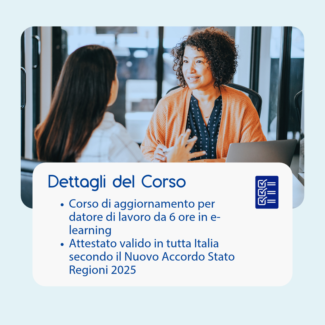 Corso aggiornamento DATORE DI LAVORO (e-learning) - prodotto da Megaitaliamedia