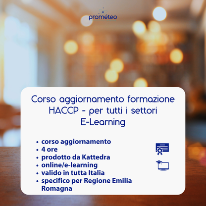 Corso aggiornamento HACCP EMILIA ROMAGNA (e-learning) - ADDETTI E RESPONSABILI TUTTI I SETTORI ALIMENTARI - prodotto da Kattedra