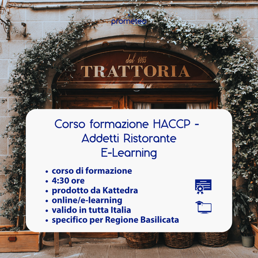 Corso formazione HACCP BASILICATA (e-learning) - ADDETTI SETTORE ALIMENTARE: RISTORANTI - prodotto da Kattedra