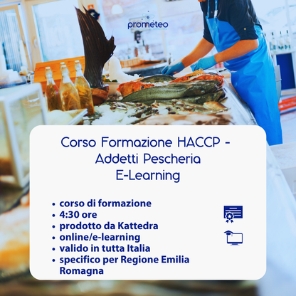 Corso formazione HACCP EMILIA ROMAGNA (e-learning) - ADDETTI SETTORE ALIMENTARE: PESCHERIE - prodotto da Kattedra