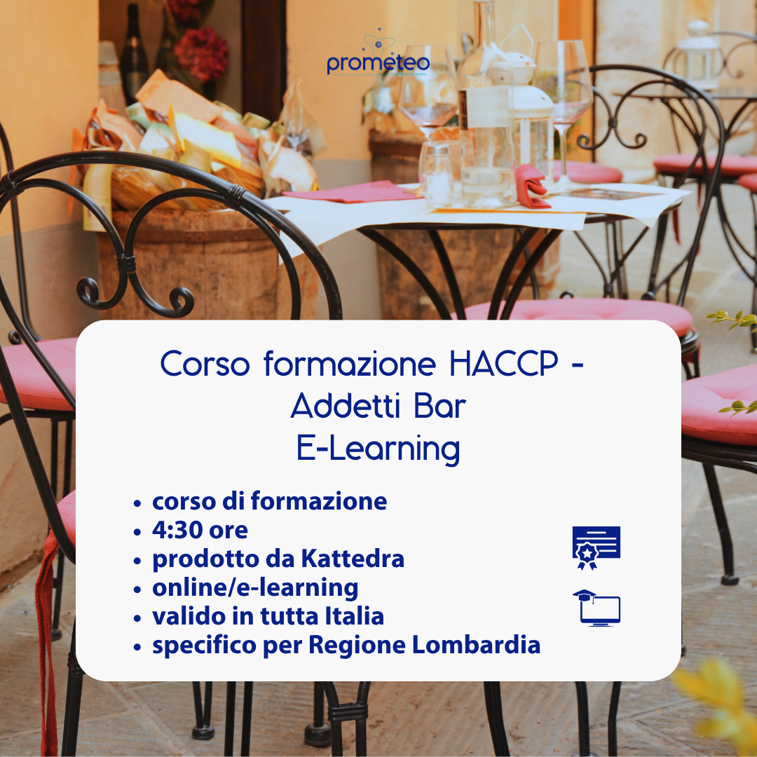 Corso formazione HACCP LOMBARDIA (e-learning) - ADDETTI SETTORE ALIMENTARE: BAR - prodotto da Kattedra