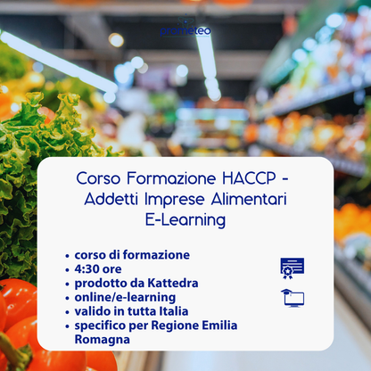 Corso formazione HACCP EMILIA ROMAGNA (e-learning) - ADDETTI SETTORE ALIMENTARE: IMPRESE ALIMENTARI- prodotto da Kattedra