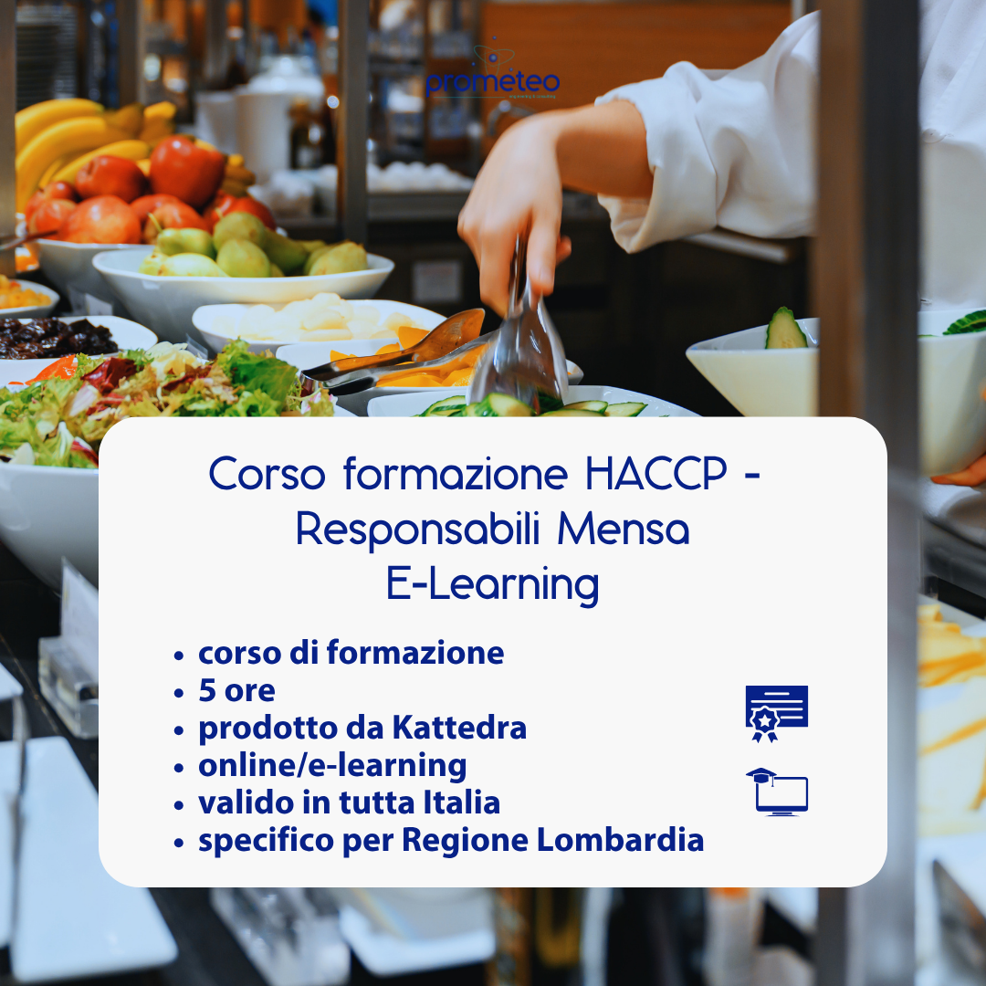 Corso formazione HACCP LOMBARDIA (e-learning) - RESPONSABILI SETTORE ALIMENTARE: MENSA - prodotto da Kattedra