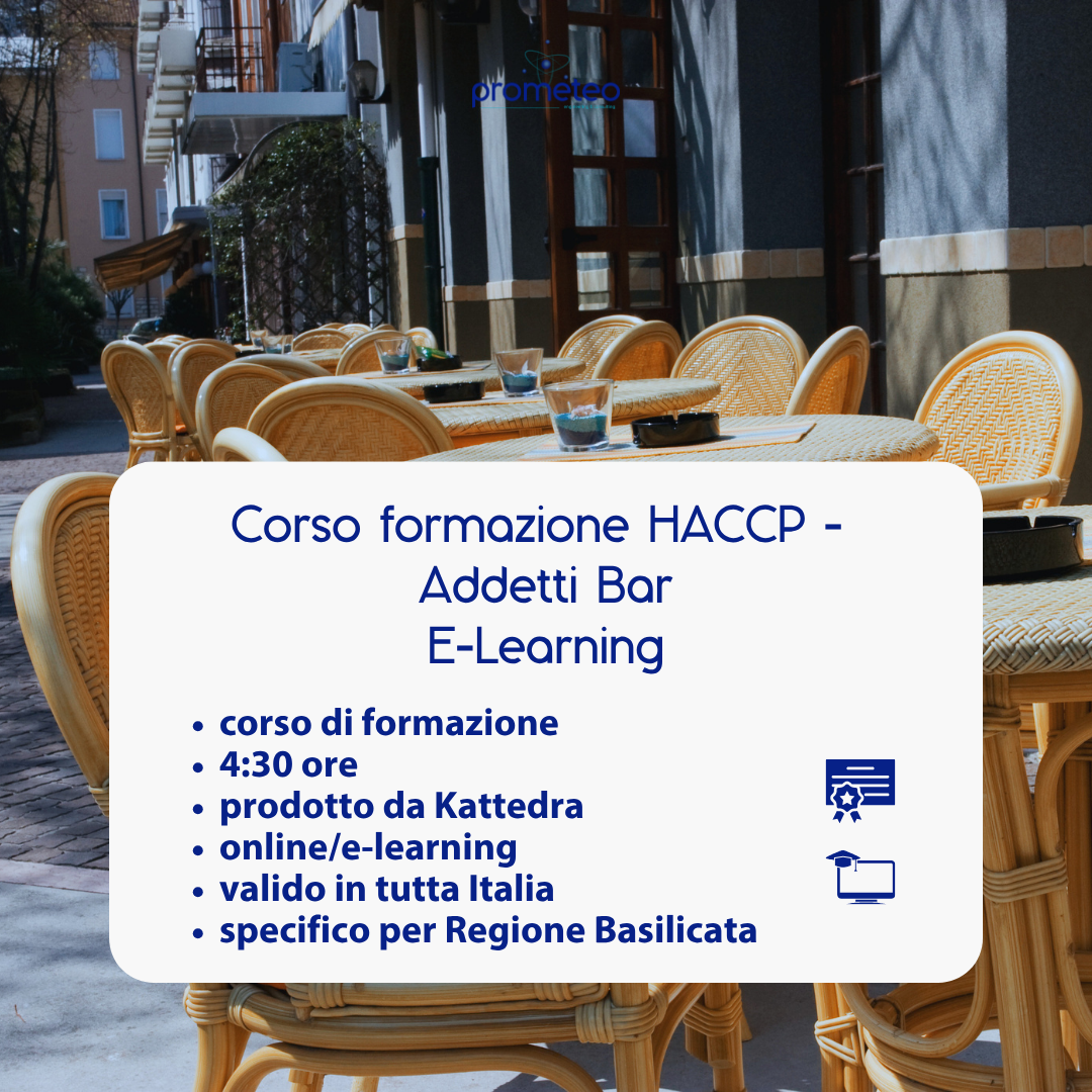 Corso formazione HACCP BASILICATA (e-learning) - ADDETTI SETTORE ALIMENTARE: BAR - prodotto da Kattedra
