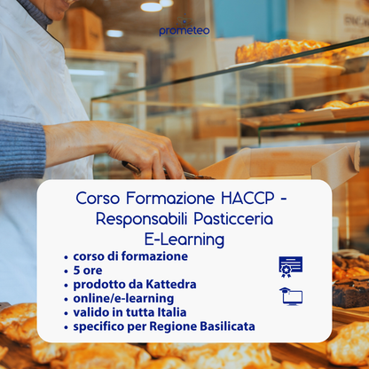 Corso formazione HACCP BASILICATA (e-learning) - RESPONSABILI SETTORE ALIMENTARE: PASTICCERIA - prodotto da Kattedra