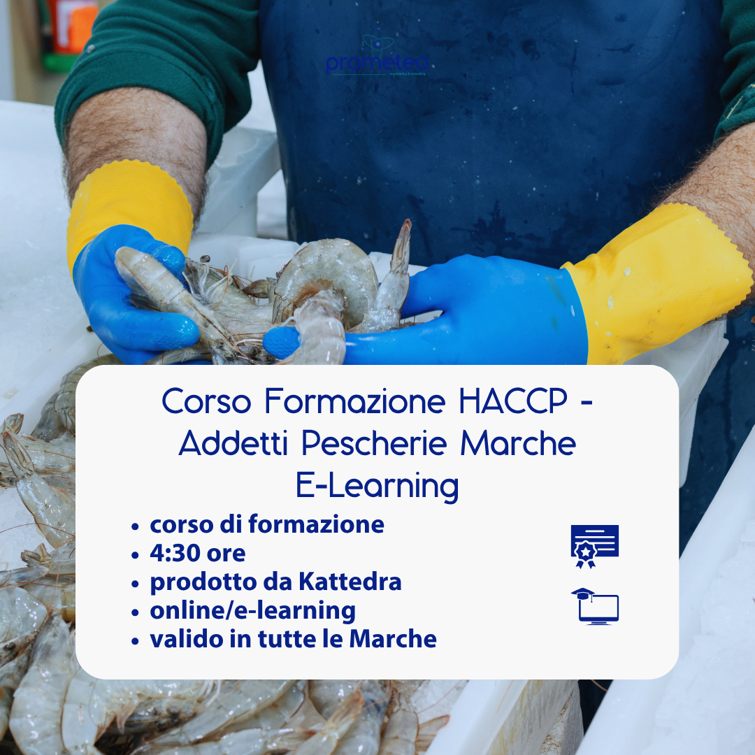 Corso formazione HACCP MARCHE (e-learning) - ADDETTI SETTORE ALIMENTARE: PESCHERIE - prodotto da Kattedra