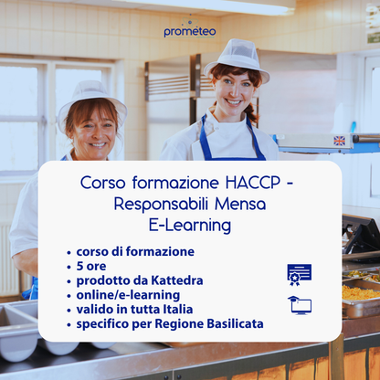 Corso formazione HACCP BASILICATA (e-learning) - RESPONSABILI SETTORE ALIMENTARE: MENSA - prodotto da Kattedra