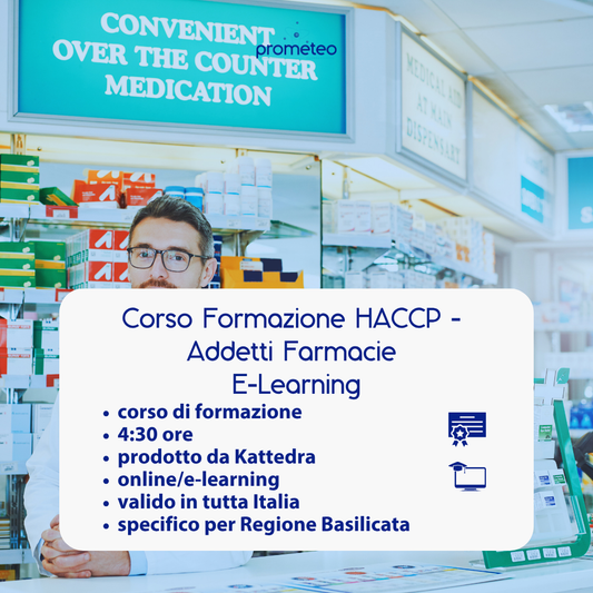 Corso formazione HACCP BASILICATA (e-learning) - ADDETTI SETTORE ALIMENTARE: FARMACIA- prodotto da Kattedra
