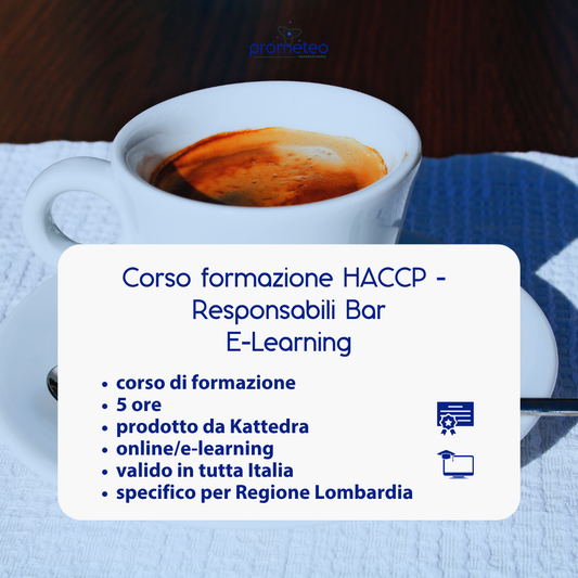 Corso formazione HACCP LOMBARDIA (e-learning) - RESPONSABILE SETTORE ALIMENTARE: BAR - prodotto da Kattedra