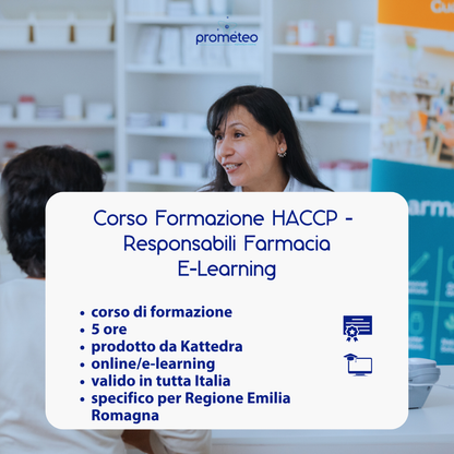 Corso formazione HACCP EMILIA ROMAGNA (e-learning) - RESPONSABILI SETTORE ALIMENTARE: FARMACIA- prodotto da Kattedra