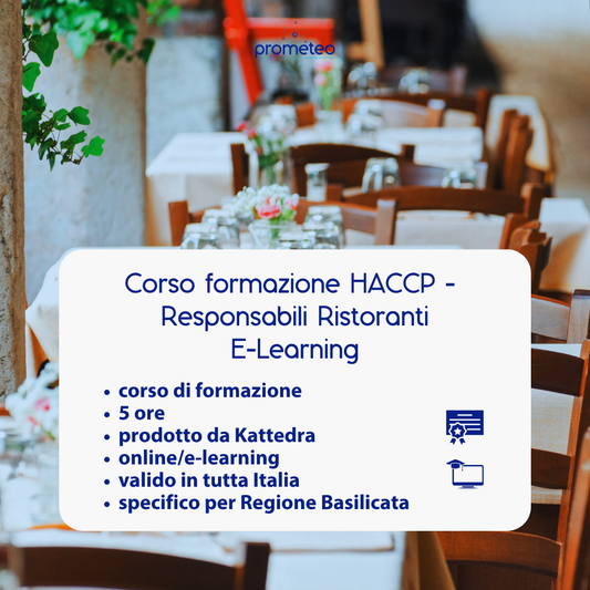 Corso formazione HACCP BASILICATA (e-learning) - RESPONSABILI SETTORE ALIMENTARE: RISTORANTI - prodotto da Kattedra