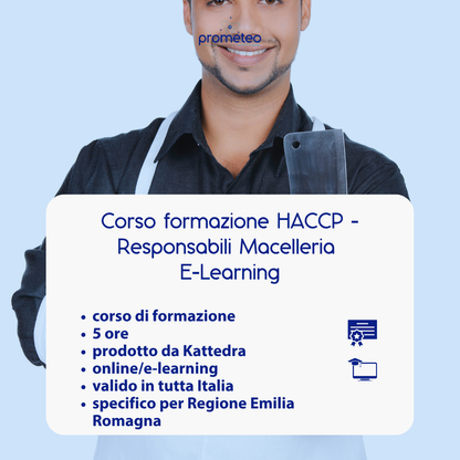 Corso formazione HACCP EMILIA ROMAGNA (e-learning) - RESPONSABILE SETTORE ALIMENTARE: MACELLERIE - prodotto da Kattedra