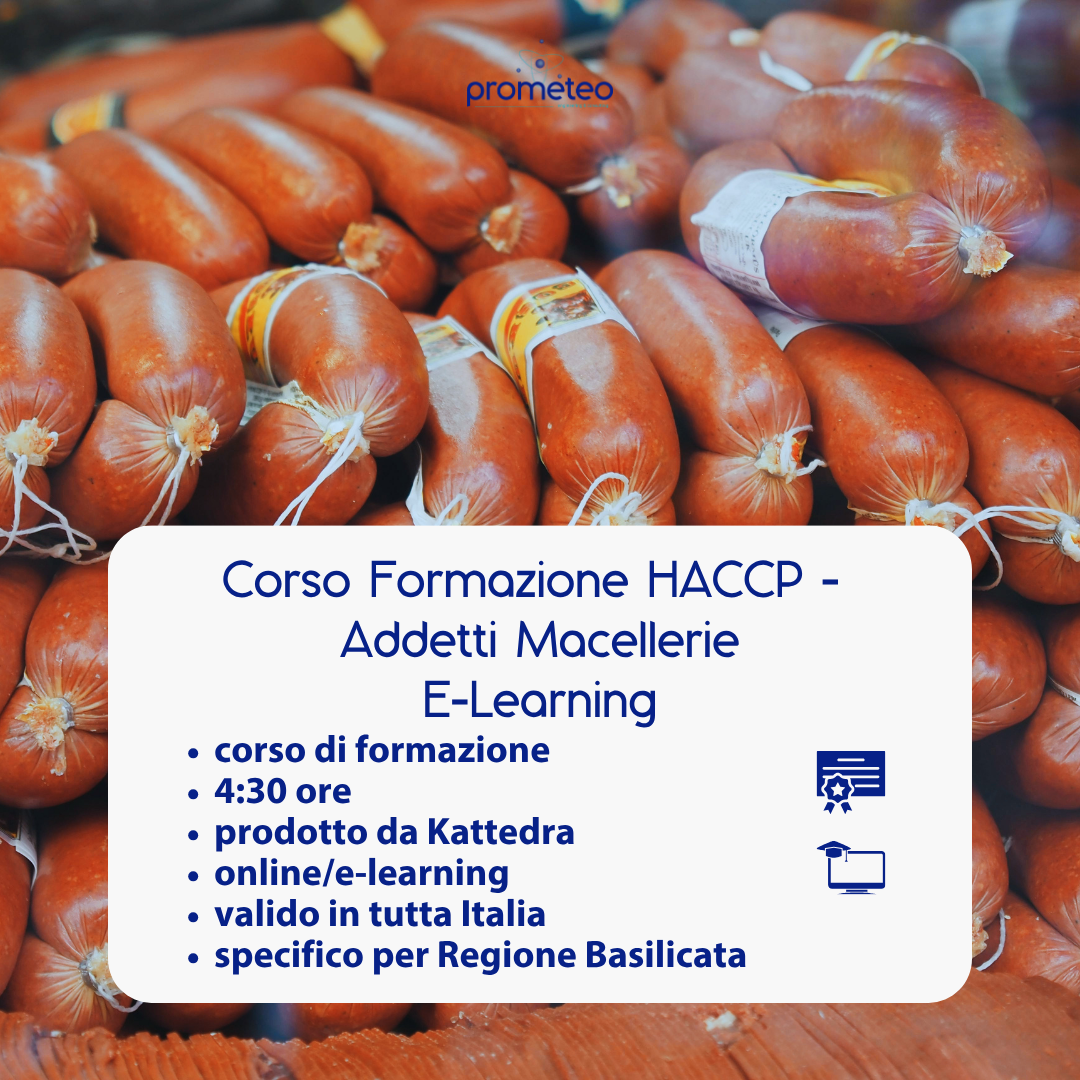 Corso formazione HACCP BASILICATA (e-learning) - ADDETTI SETTORE ALIMENTARE: MACELLERIE - prodotto da Kattedra
