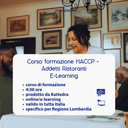 Corso formazione HACCP LOMBARDIA (e-learning) - ADDETTI SETTORE ALIMENTARE: RISTORANTI - prodotto da Kattedra